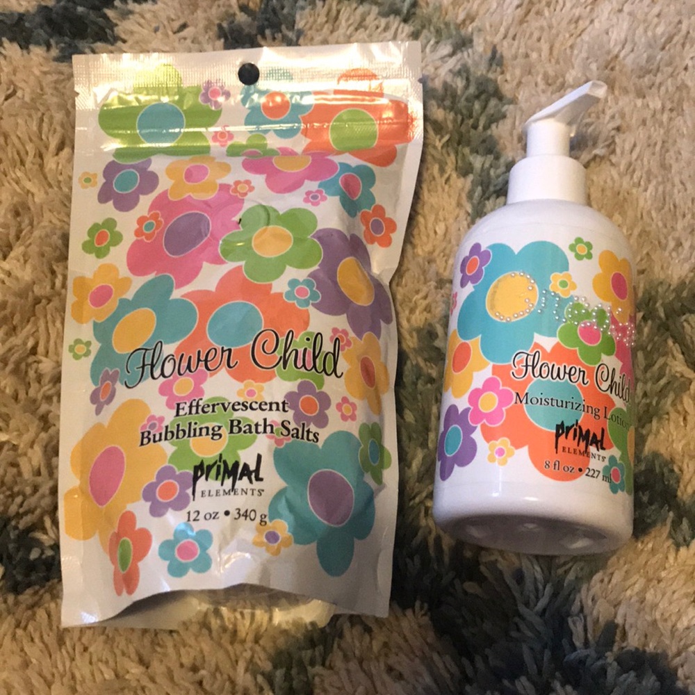 Primal elements cream and bath salts flower child